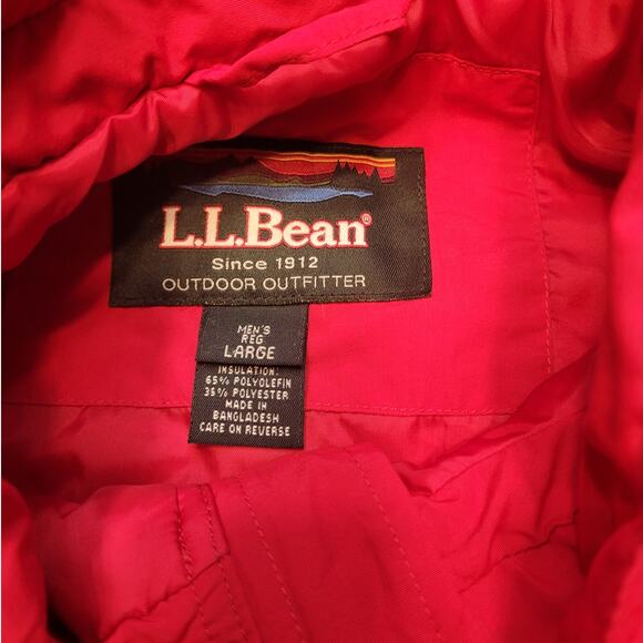 Vintage LL Bean Men’s Red Hooded Anorak Jacket L Full Zip Rain Windbreaker EUC - Picture 3 of 10